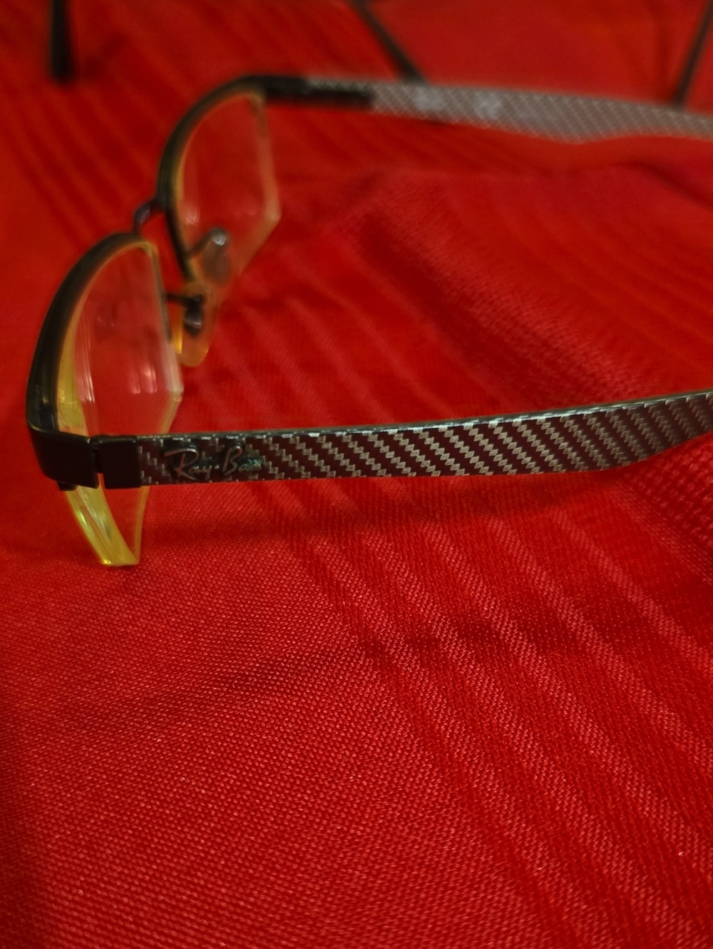 Ray-Ban Black Carbon Fiber Temples with Yellow Accents